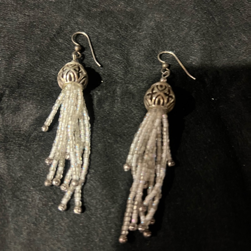Brighten Elegant Silver Tassel Earrings